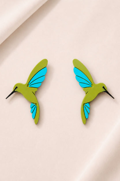 Aretes Colibrí en Bioplástico de Maíz