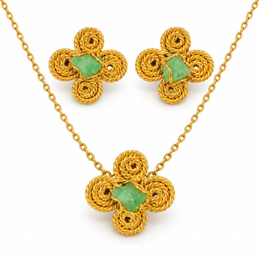 Set Espirales de Esmeralda en bronce